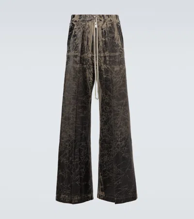 Rick Owens Drkshdw Coated Cotton Wide-leg Pants In Black