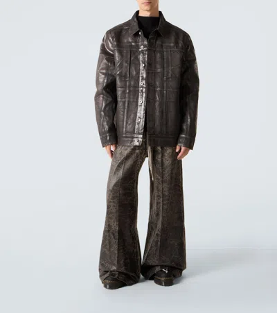 Rick Owens Drkshdw Coated Cotton Wide-leg Pants In Black