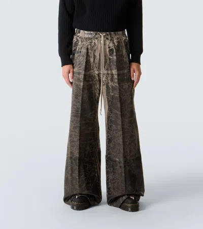 Rick Owens Drkshdw Coated Cotton Wide-leg Pants In Black