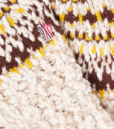 Moncler Jacquard Wool And Silk-blend Sweater In Pink