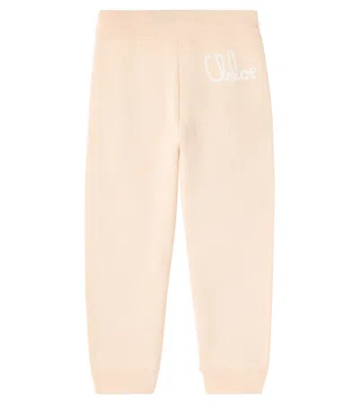 Chloé Logo Cotton And Wool Sweatpants In Orange