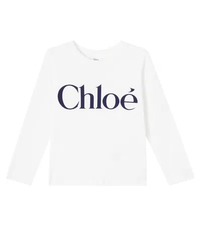 Chloé Kids Long-sleeve Cotton T-shirt In White