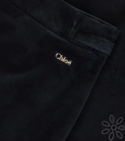 Chloé Scalloped Cotton Velvet Skirt In Black