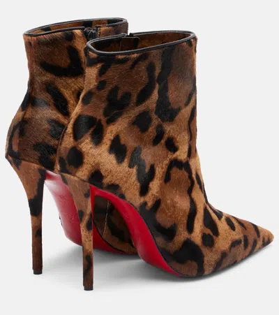 Christian Louboutin Miss Z 100mm Leopard Pony Hair Ankle Boots In Brown