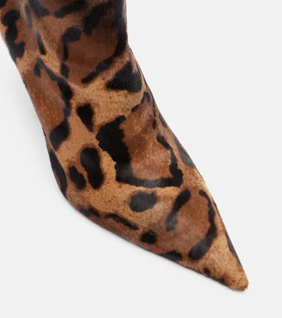 Christian Louboutin Miss Z 100mm Leopard Pony Hair Ankle Boots In Brown