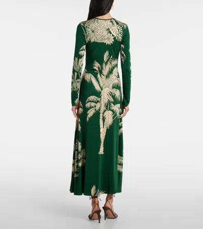 Johanna Ortiz Alma Bordara Gathered Printed Jersey Maxi Dress In Green