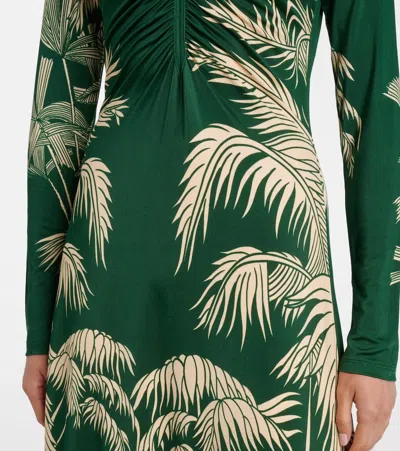 Johanna Ortiz Alma Bordara Gathered Printed Jersey Maxi Dress In Green
