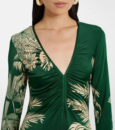 Johanna Ortiz Alma Bordara Gathered Printed Jersey Maxi Dress In Green