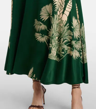 Johanna Ortiz Alma Bordara Gathered Printed Jersey Maxi Dress In Green