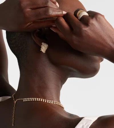 Anita Ko Croissant 18kt Gold Earrings With Diamonds In Gold