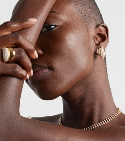 Anita Ko Croissant 18kt Gold Earrings With Diamonds In Gold