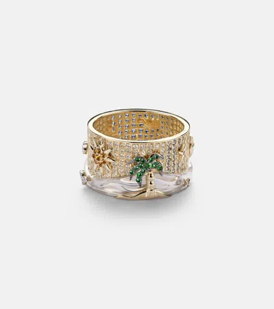 Yvonne Léon 24 Heures 9kt Gold Ring With Gemstones In Gold