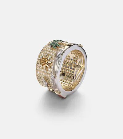 Yvonne Léon 24 Heures 9kt Gold Ring With Gemstones In Gold