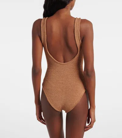 Hunza G Womens Metallic Cocoa Sadie Swimsuit In Multi