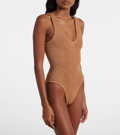 Hunza G Womens Metallic Cocoa Sadie Swimsuit In Multi