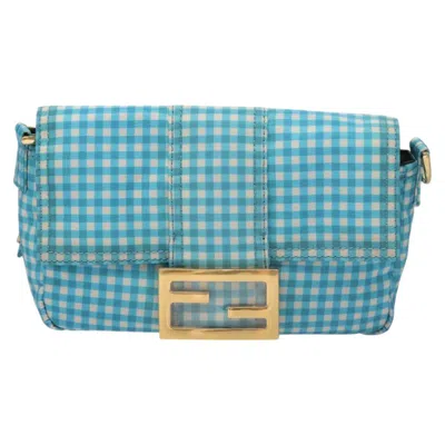 Pre-owned Fendi Bebaguette Blue Nylon Shoulder Bag ()