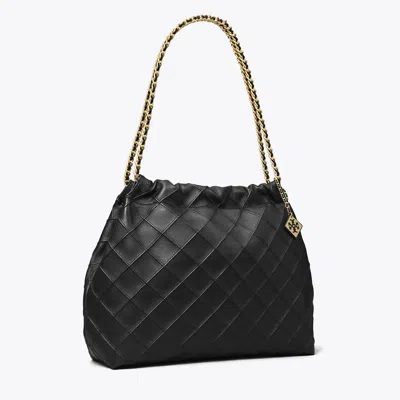 Tory Burch Fleming Soft Hobo Bag In Black