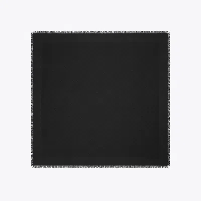 Tory Burch Fringed Edge Black Silk-cotton Blend Square Scarf
