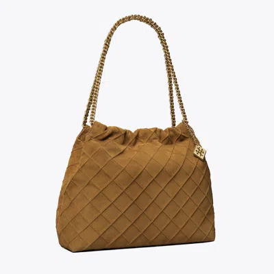 Tory Burch Fleming Soft Suede Hobo Bag In Brown