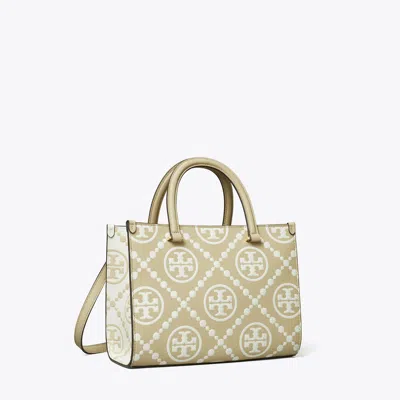 Tory Burch T Monogram Contrast Embossed Top-handle Tote In Sand