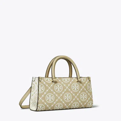 Tory Burch T Monogram Contrast Embossed Small East-west Tote In Sand