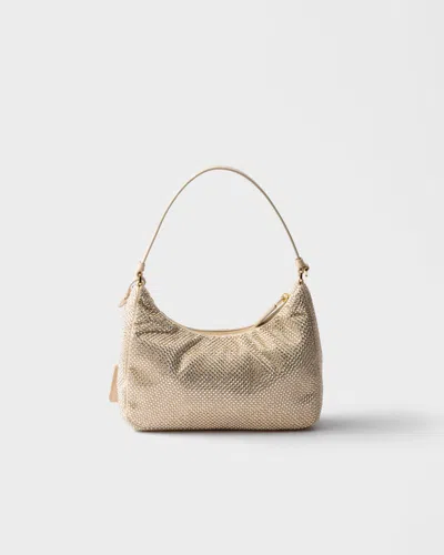 Prada Re-edition 2005 Mini Crystal-studded Satin Bag In Brown