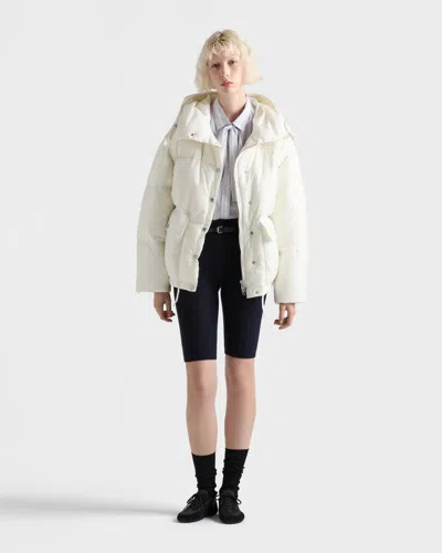 Prada Medium-weight Hooded Soft Fabric Down Jacket In White
