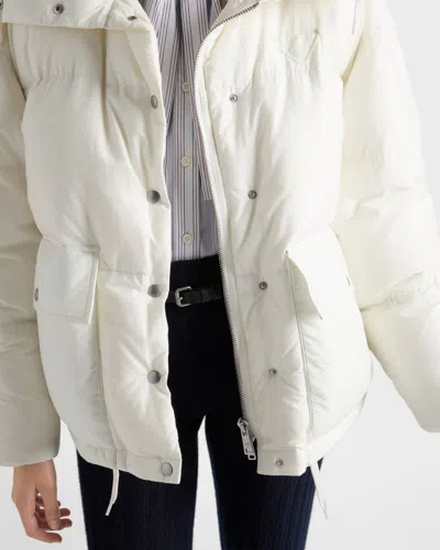 Prada Medium-weight Hooded Soft Fabric Down Jacket In White