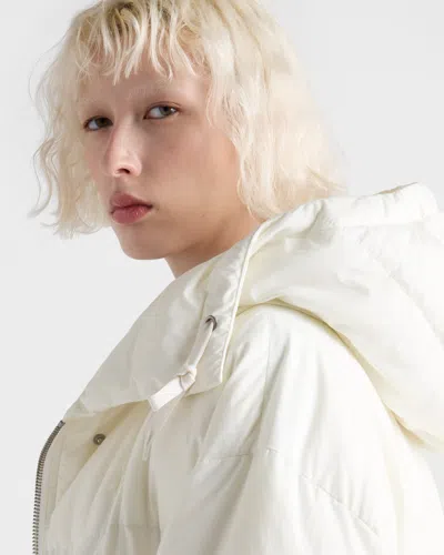 Prada Medium-weight Hooded Soft Fabric Down Jacket In White