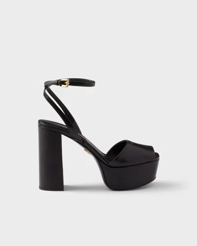 Prada Black Nappa Leather Sandals In Black