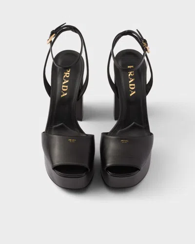 Prada Black Nappa Leather Sandals In Black