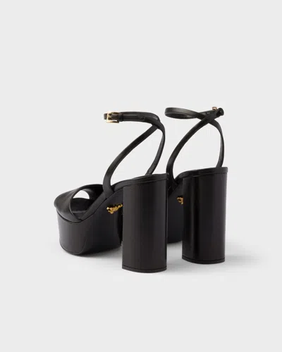 Prada Black Nappa Leather Sandals In Black