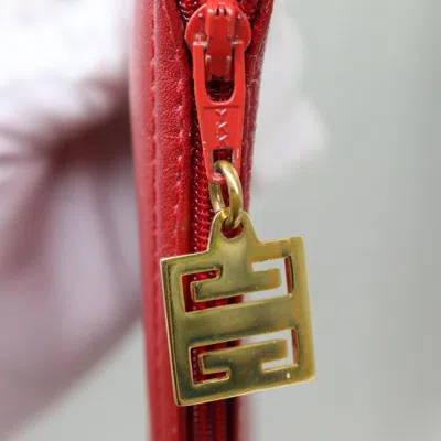 Pre-owned Givenchy G Logo Red Leather Wallet  ()