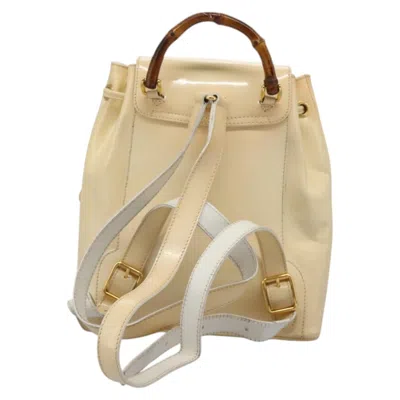 Pre-owned Gucci Bamboo Beige Patent Leather Backpack Bag ()
