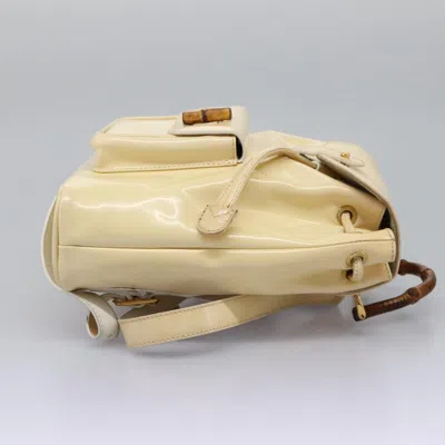 Pre-owned Gucci Bamboo Beige Patent Leather Backpack Bag ()