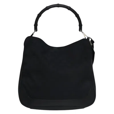 Pre-owned Gucci Bamboo Black Canvas Tote Bag ()