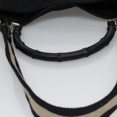 Pre-owned Gucci Bamboo Black Canvas Tote Bag ()