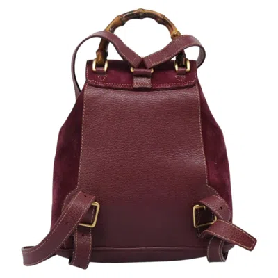 Pre-owned Gucci Bamboo Purple Suede Backpack Bag ()