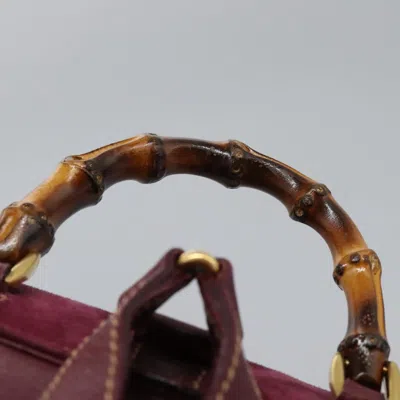 Pre-owned Gucci Bamboo Purple Suede Backpack Bag ()