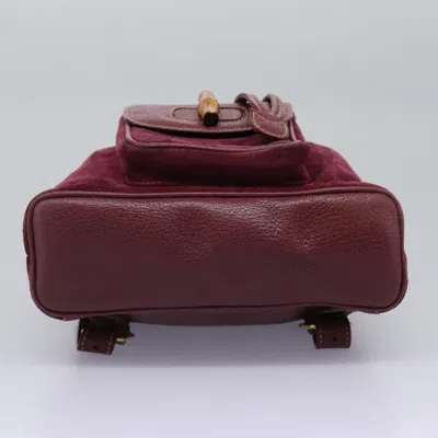 Pre-owned Gucci Bamboo Purple Suede Backpack Bag ()