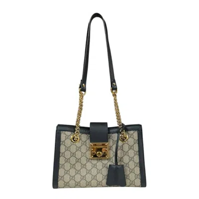 Pre-owned Gucci Beige Black Gg Supreme Shoulder Bag Tote Bag ()