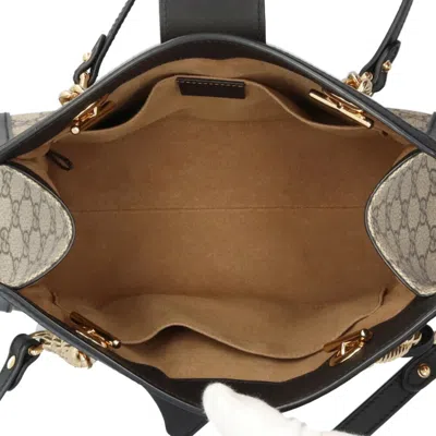 Pre-owned Gucci Beige Black Gg Supreme Shoulder Bag Tote Bag ()