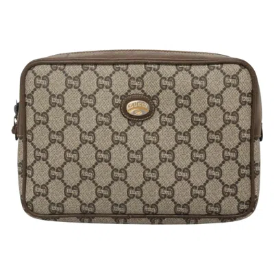 Pre-owned Gucci Gg Supreme Beige Canvas Clutch Bag ()