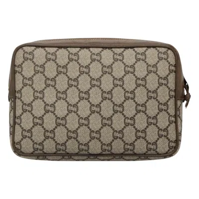 Pre-owned Gucci Gg Supreme Beige Canvas Clutch Bag ()