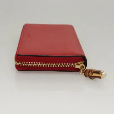 Pre-owned Gucci Nymphaea Red Leather Wallet  ()