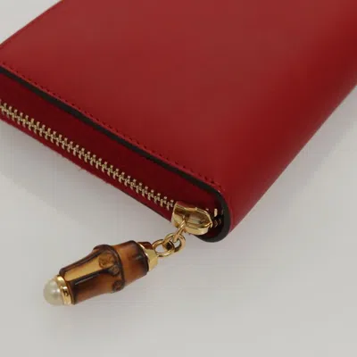 Pre-owned Gucci Nymphaea Red Leather Wallet  ()