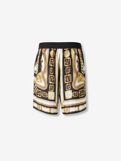 Balmain Baroque Print Silk Bermuda Shorts In Black
