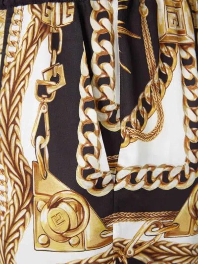 Balmain Baroque Print Silk Bermuda Shorts In Black