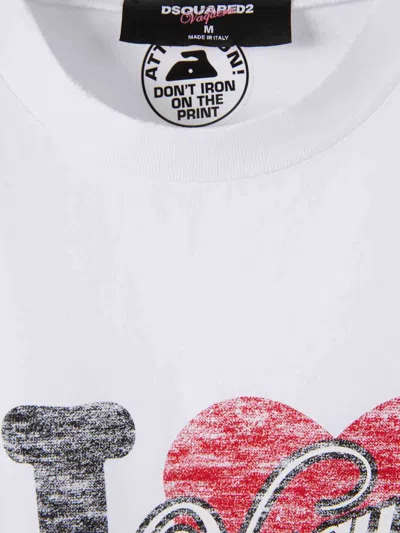 Dsquared2 Multicolor Logo Print Cotton T-shirt In White