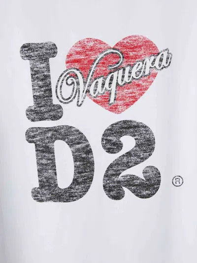 Dsquared2 Multicolor Logo Print Cotton T-shirt In White